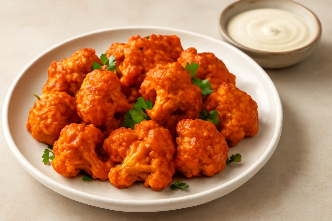 Air fryer buffalo cauliflower bites
