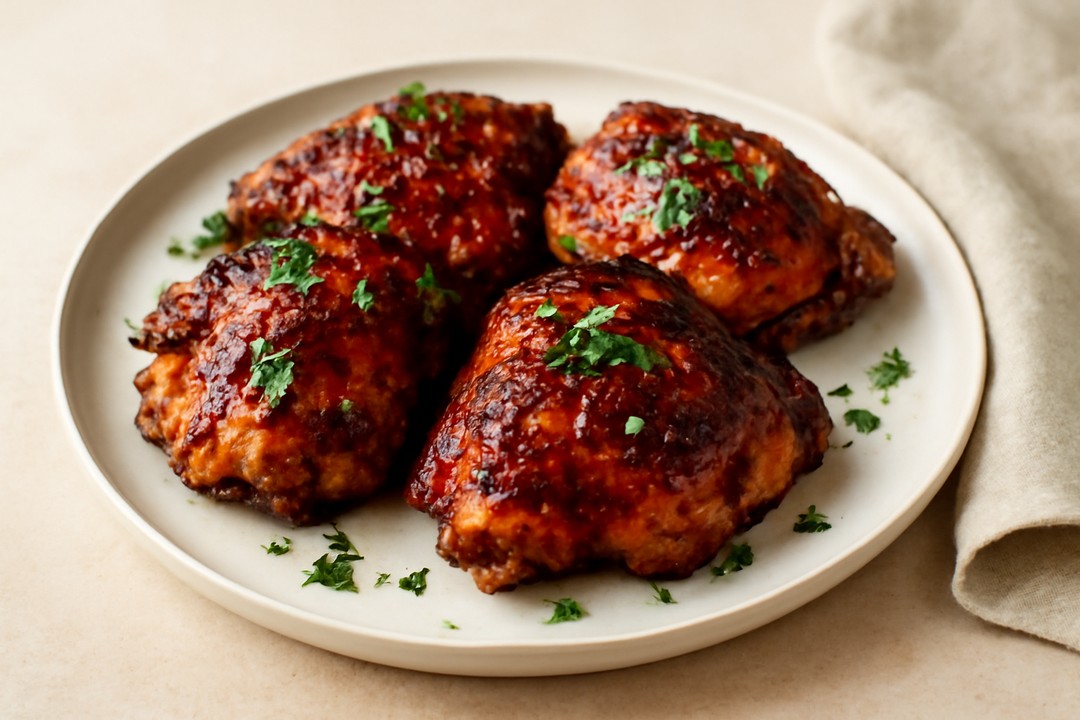 Air fryer BBQ chicken thighs
