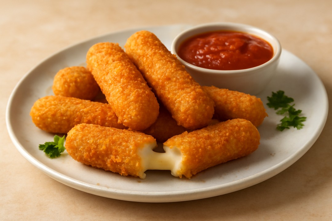 Air fryer mozzarella sticks with marinara sauce
