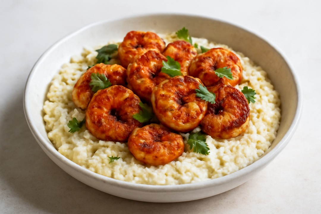Cajun shrimp with cauliflower grits keto meal prep
