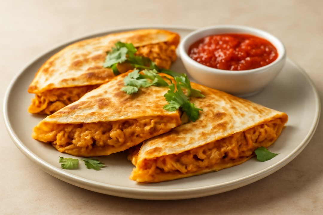 Air fryer chicken quesadillas with salsa