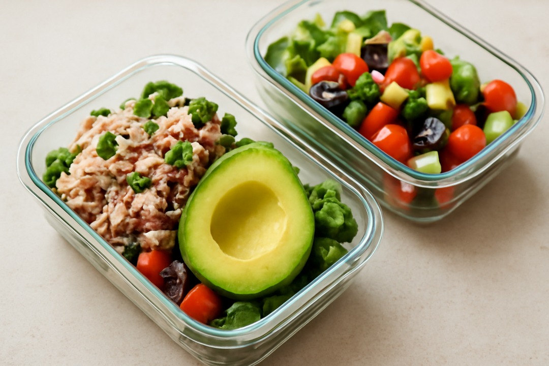 Mediterranean tuna avocado keto meal prep box
