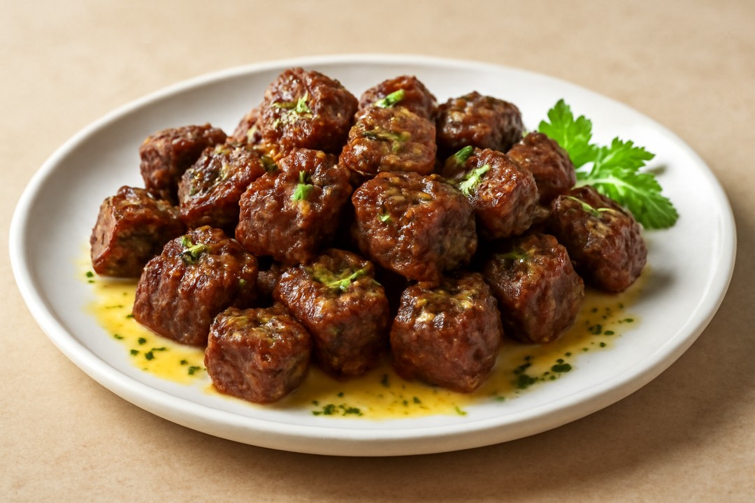 Air fryer steak bites with garlic butter