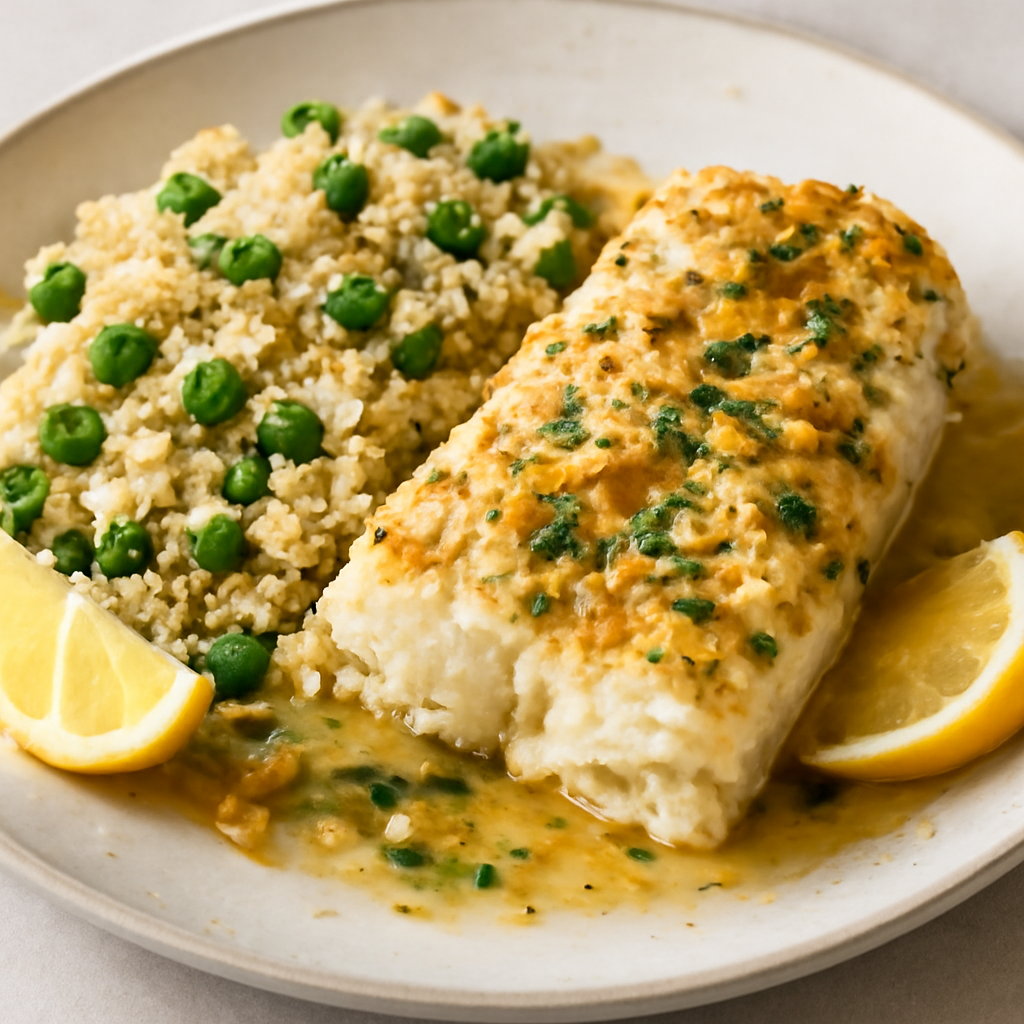 Garlic Butter Cod with Couscous