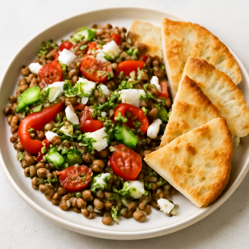 Greek Lentil Salad with Warm Pita